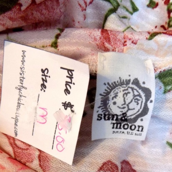 NWT Sun & Moon Pink Floral Mini Pullover Sleeveless Dress Pockets Size Medium - Picture 6 of 7